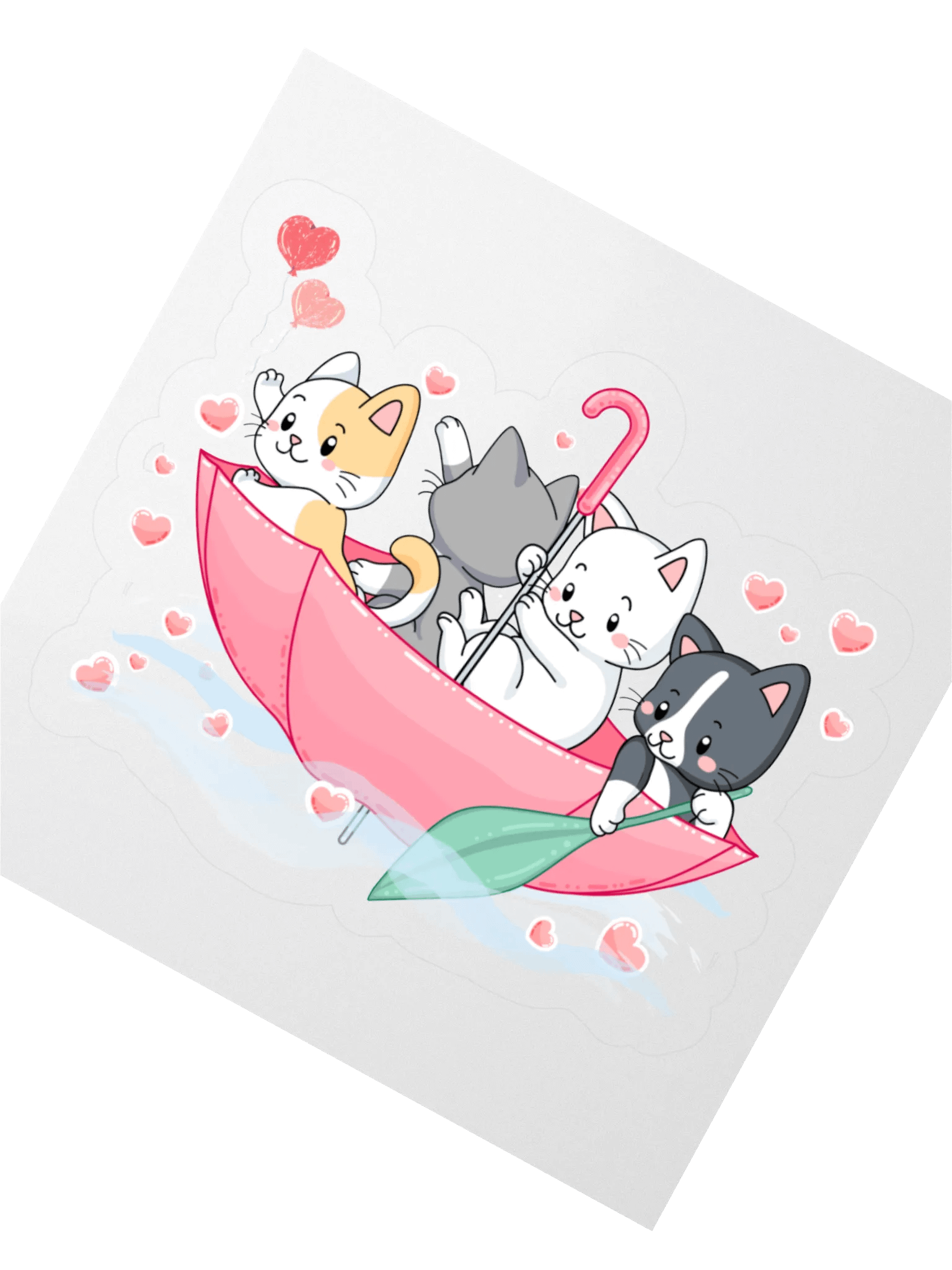 Whimsical Cats in Umbrella Boat Stickers product image (5)