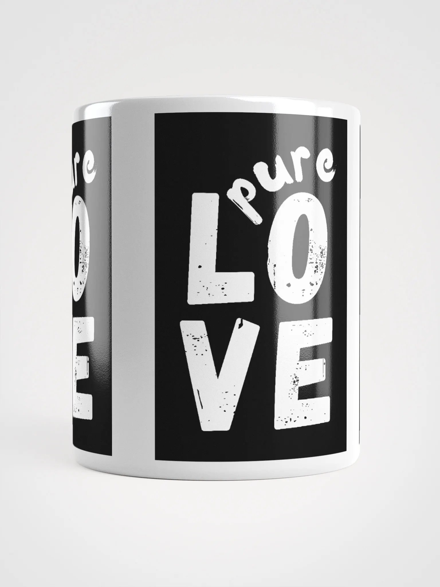 Pure LOVE Black and White on white glossy Mug product image (5)