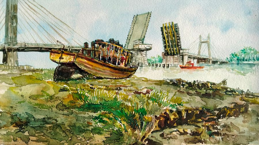 "Golden Bridge" Painting by Deni Je product image (1)