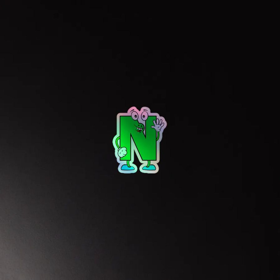 N Letter Cartoon Character Holographic Sticker product image (2)