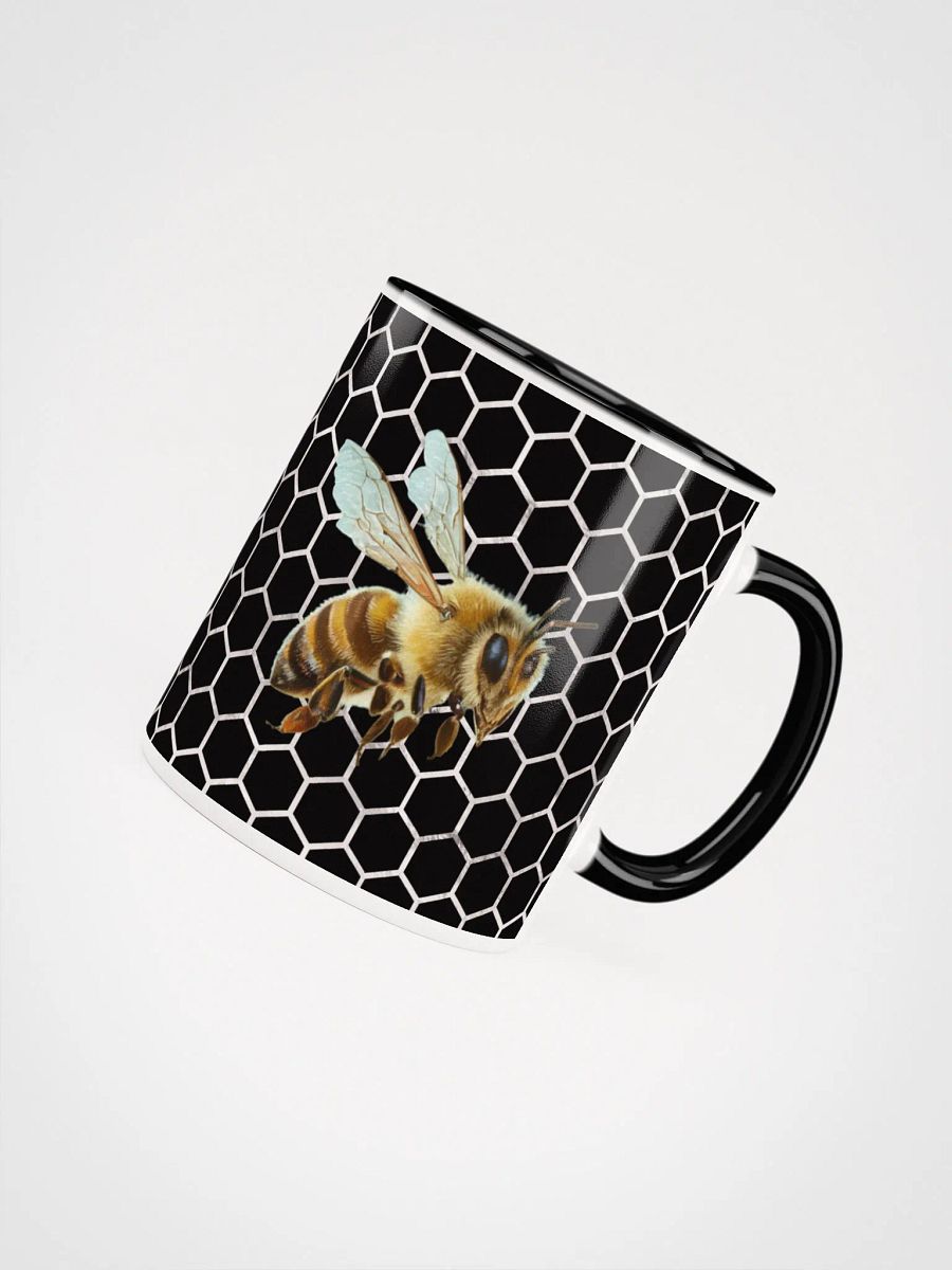 Bees IN Flight On Black Hexagonal Pattern Mug product image (4)