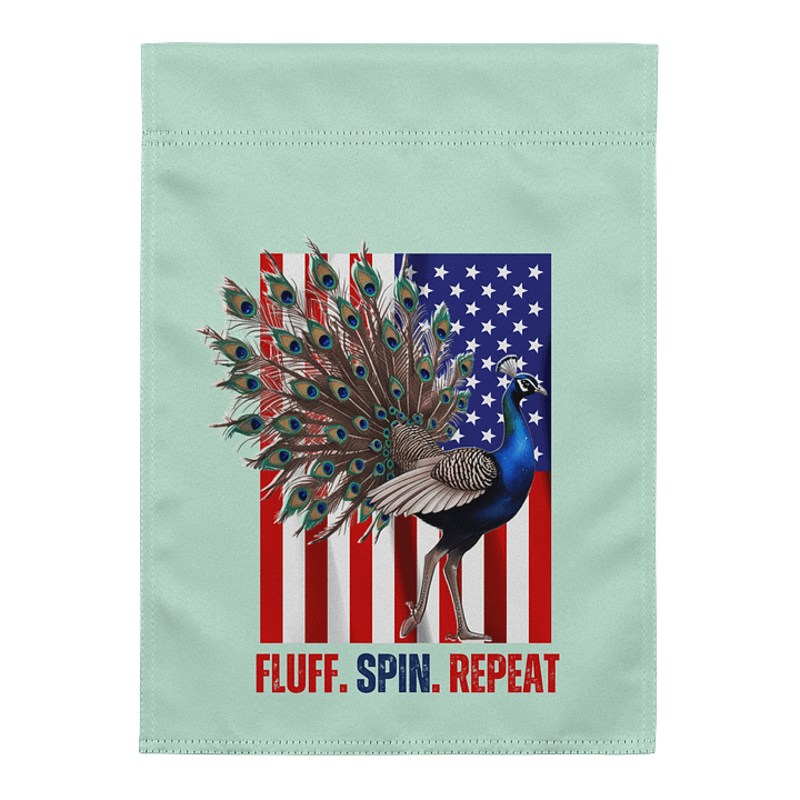 Fluff. spin. repeat. garden flag product image (2)