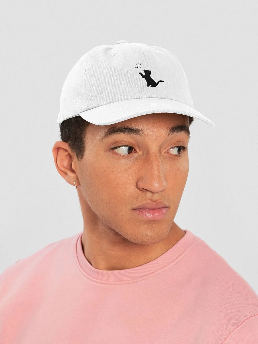 Outline Kitten and Butterfly Embroidered White Cap product image (6)