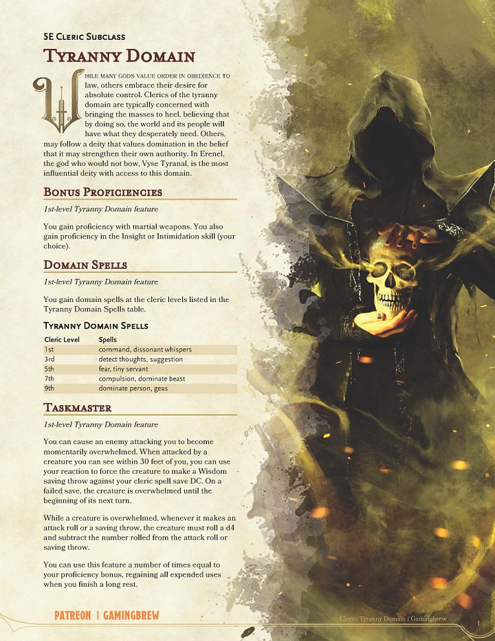 Tyranny | 5E Cleric Subclass product image (2)