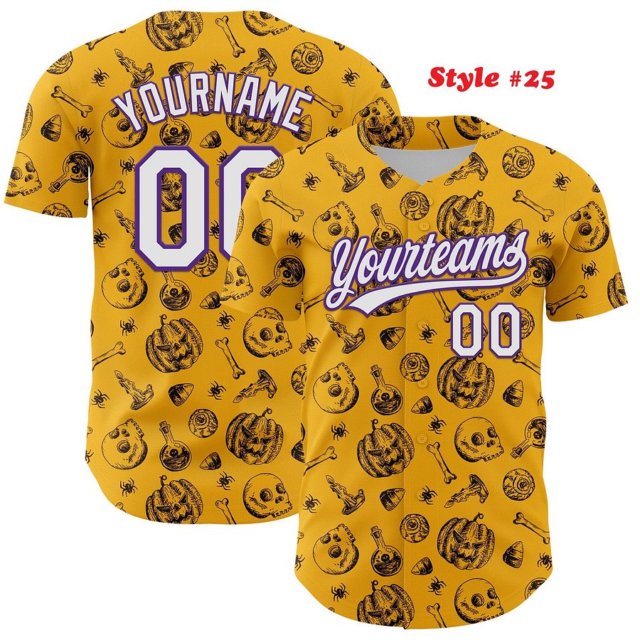 Authentic Baseball Jersey, Custom Baseball Jersey, Personalized Sport Jersey, Colorful, Flowers, Number, Logo, Halloween Gift product image (188)