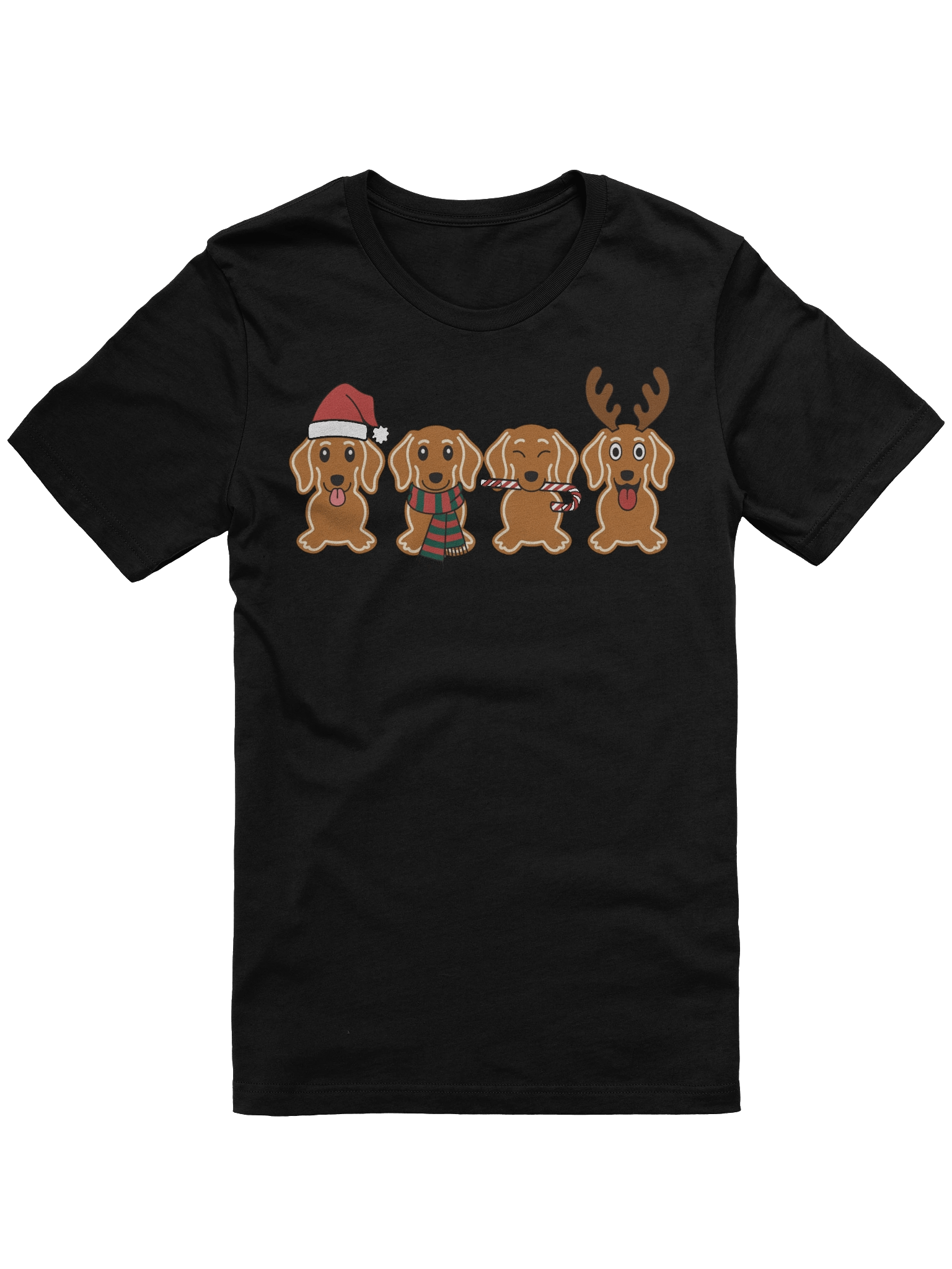 Festive Dachshund Gingerbread Christmas T-Shirt product image (1)