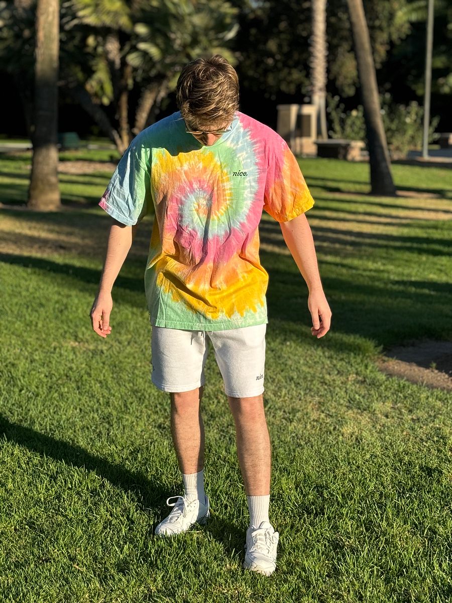 Nice. Embroidered Tie Dye Tee (Sherbet Rainbow) product image (9)