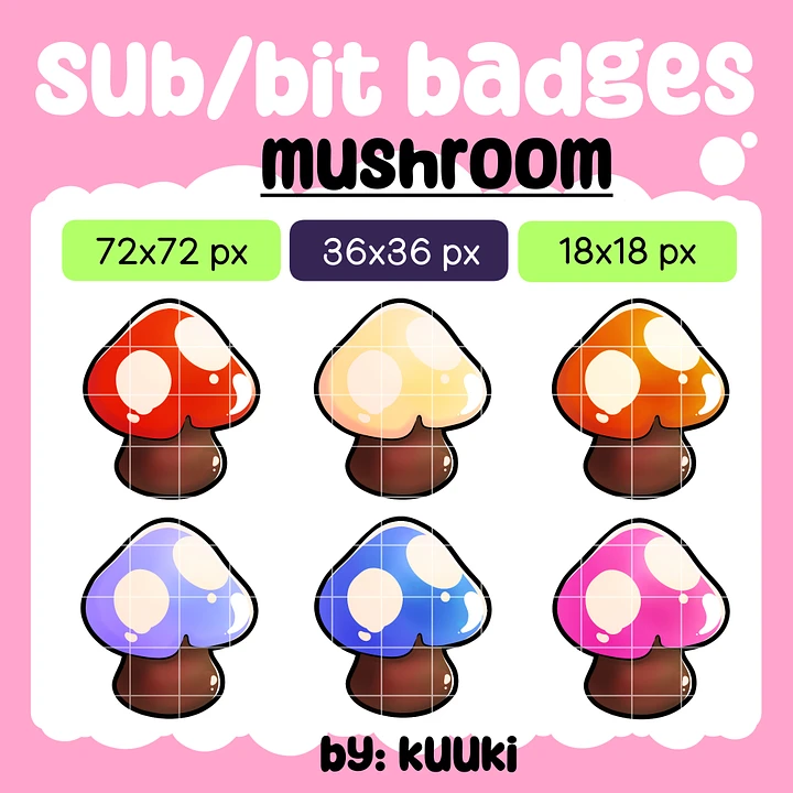 [Sub & Bit Badge] MUSHROOM | Twitch Graphics | Youtube | Discord product image (1)
