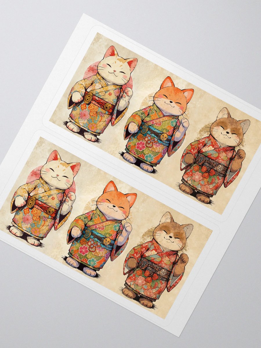 Sticker Set - Kimono Cat Fox Tanuki product image (3)