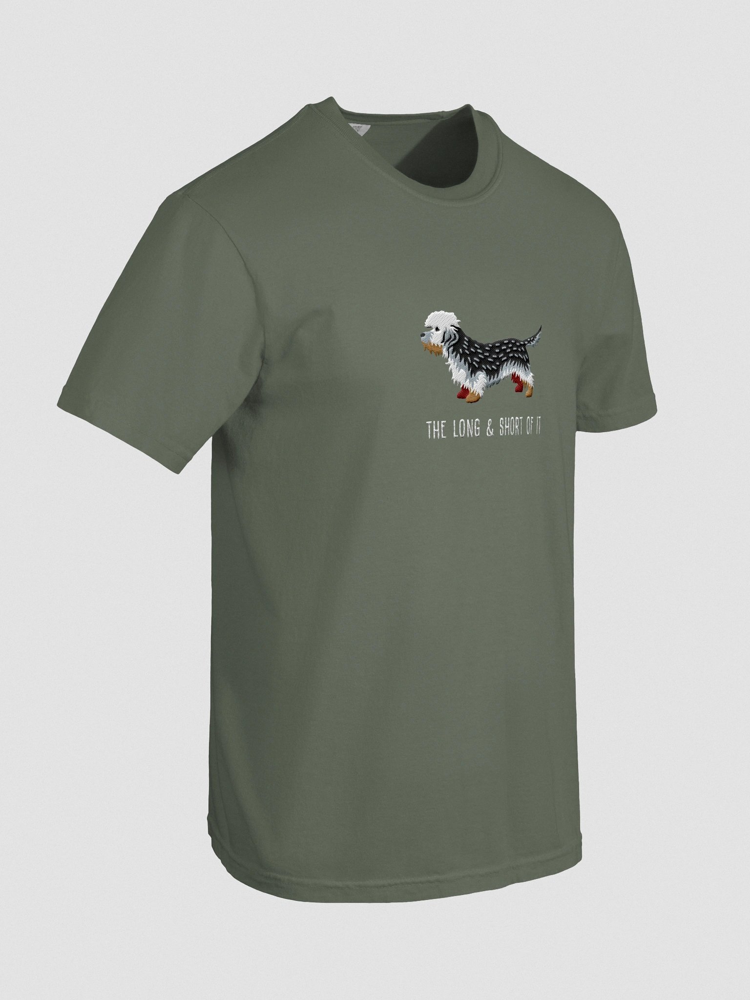 The Long and Short of It T-Shirt(Embroidered) of a Dandie Dinmont Terrier(Pepper) product image (11)