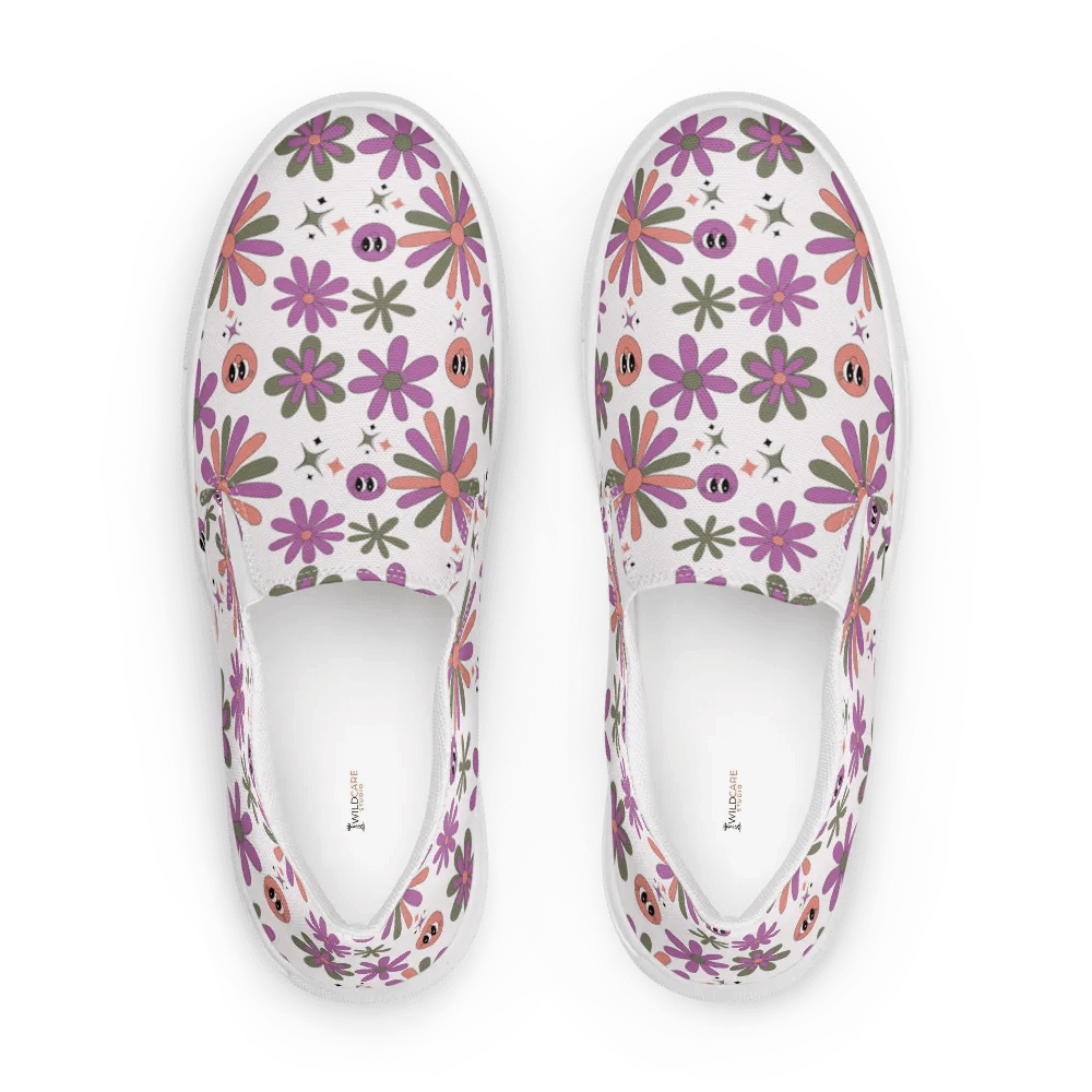 Kawaii Smiley Blossom Canvas Slip-Ons product image (5)