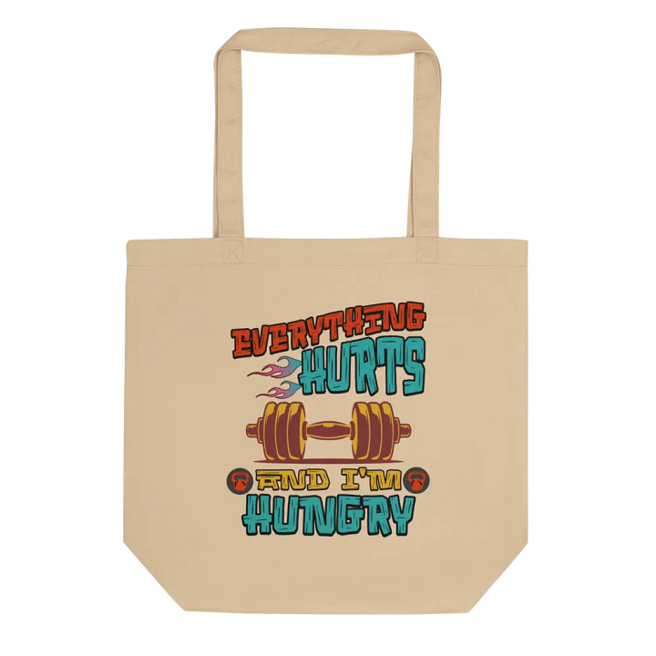 Everything Hurts And Im Hungry Weightlifting Flaming Workout Tote Bag product image (1)