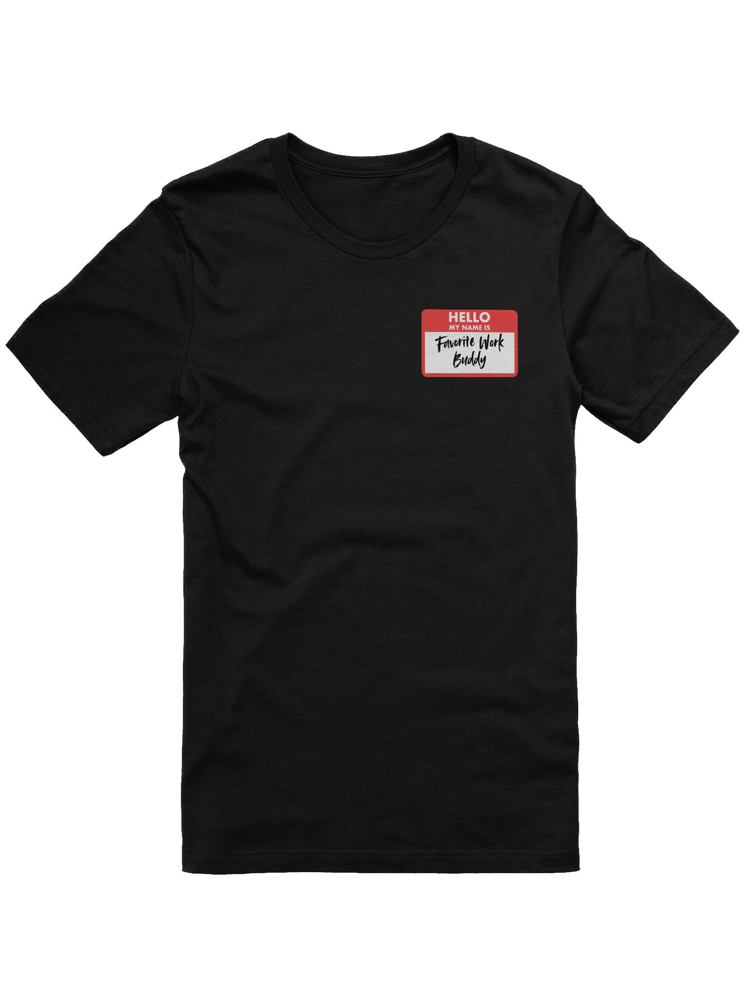 Favorite Work Buddy Name Tag T-Shirt (Red) product image (2)