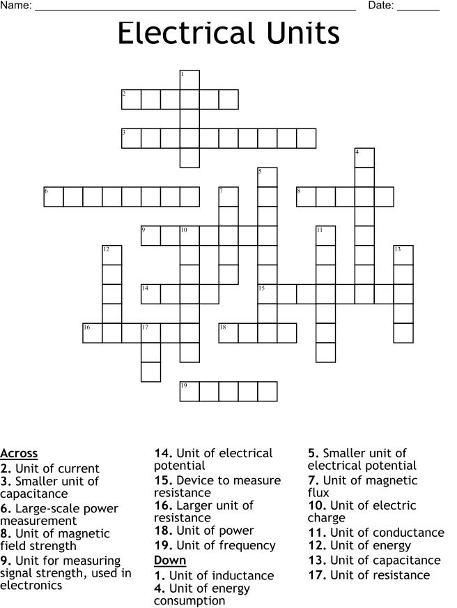 Electrical Units Crossword Puzzle product image (2)