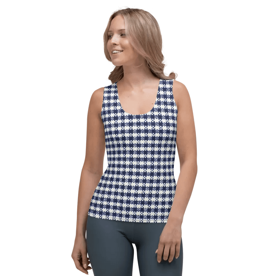 ALL-OVER PRINT BLUE AND WHITE VINTAGE PATTERN WOMEN'S TANK TOP product image (1)