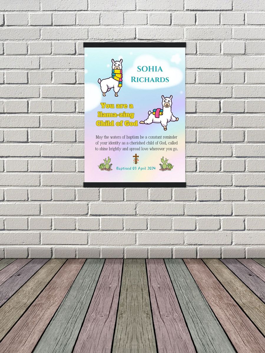 Cute Alpacas Rainbow Background Baptism Canva Template product image (7)