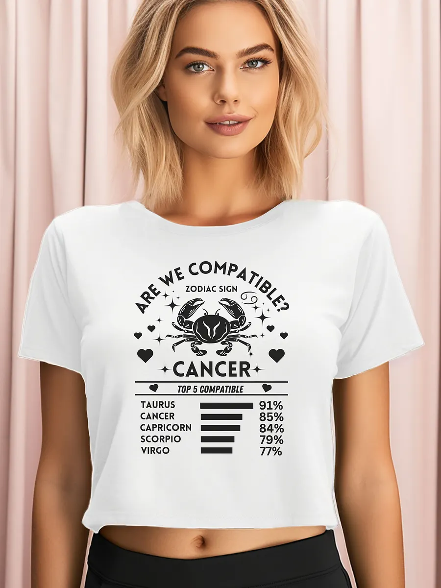 Cancer Zodiac Sign Romantic Compatibility - Light Colors - AS Colour Women's Premium Crop Top product image (1)