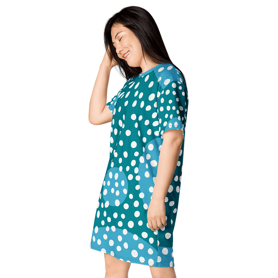 Teal Polka Dot T-Shirt Dress - Oversized & Stretchy product image (3)