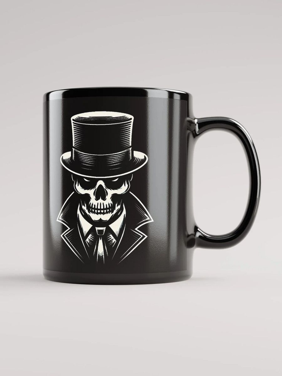 Skull in a Black Hat Black #Stylish Glossy Black Mug product image (1)
