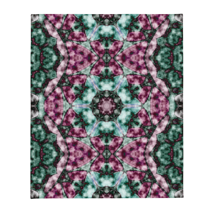 Bohemian 6 Pointed Madala Teal and Pink/ Throw Blanket by Allcolor product image (1)