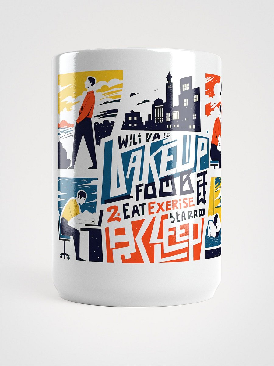 City Life Balance Poster | Wake, Work, Rest Art Glossy Mug product image (5)