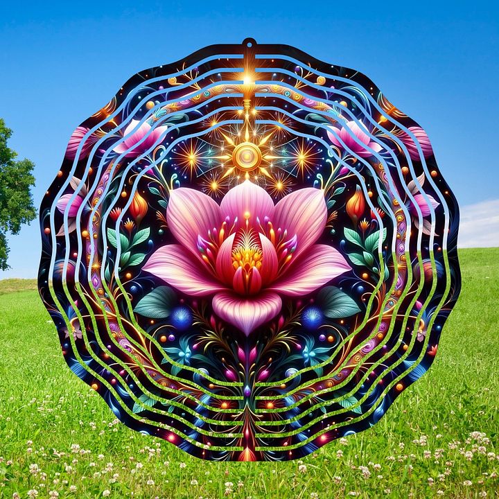 Blushing Lotus Wind Spinner Design PNG product image (1)
