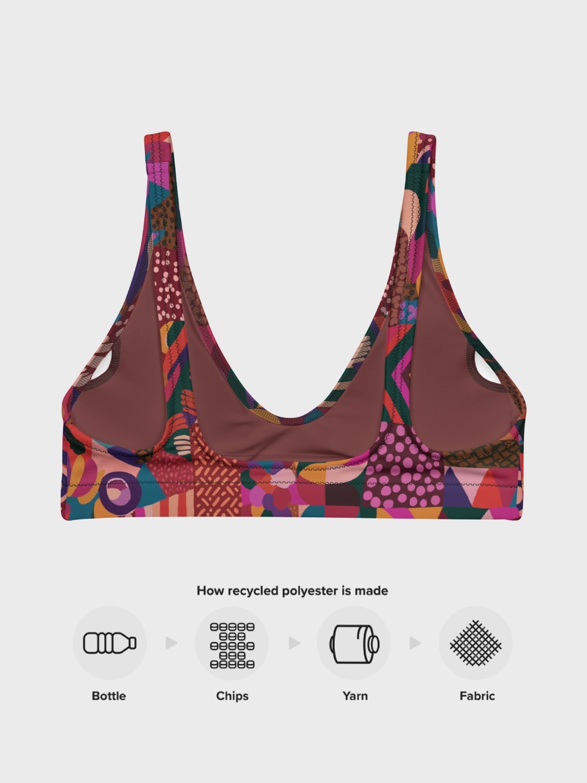 Recycled Padded Bikini Top "Abstract African Ethnic Pattern" product image (8)