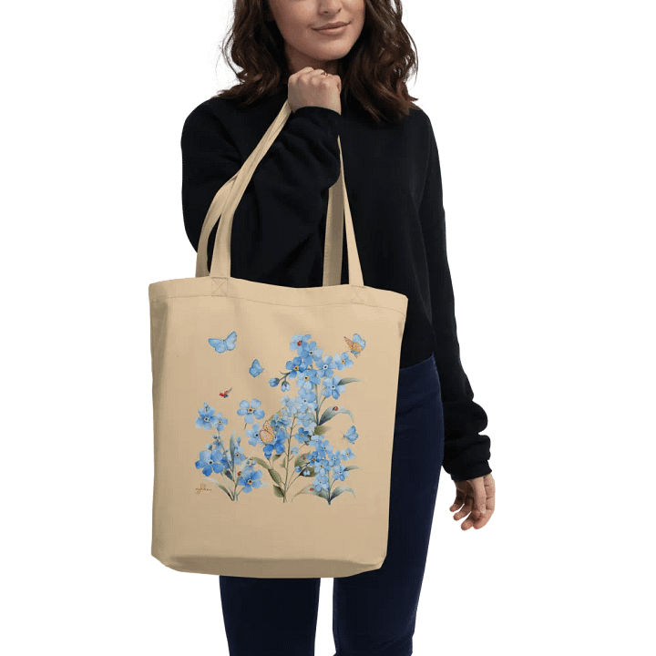 Forget-Me-Not Whispers Organic Cotton Tote Bag – Eco-Friendly, Spacious, and Stylish product image (2)