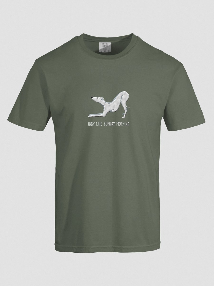 Iggy Like Sunday Morning T-Shirt(Embroidered) of an Italian Greyhound(White) product image (37)