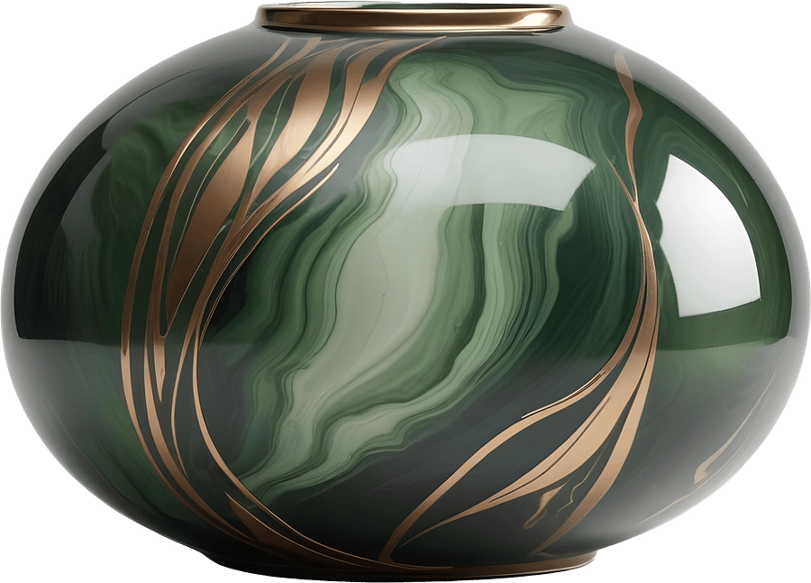 Luxe Botanique – Emerald Flow Vase PNG product image (1)