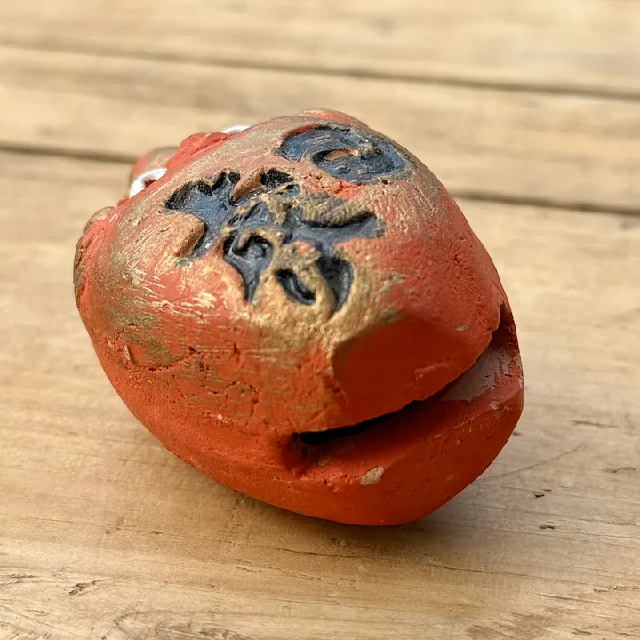 🎎 Japan Antique Oni Bell of Good Fortune - Mid-Showa Era Ceramic Charm product image (2)