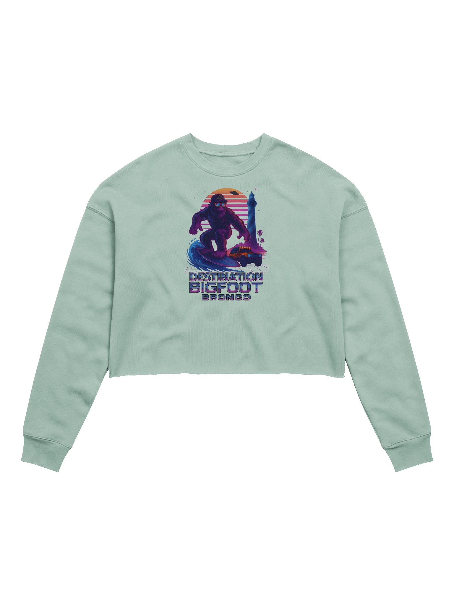 Destination Bigfoot Bronco Synthwave Bella+Canvas Women's Fleece Crop Sweatshirt (Multiple Colors Available) product image (3)