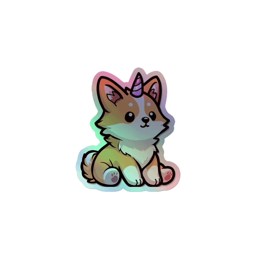 Corgi Unicorn Holographic Sticker Sheet product image (1)