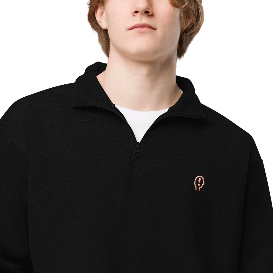 EXCLAIMING MENTALLY (burgundy and white design) embroidered quarter zip product image (5)