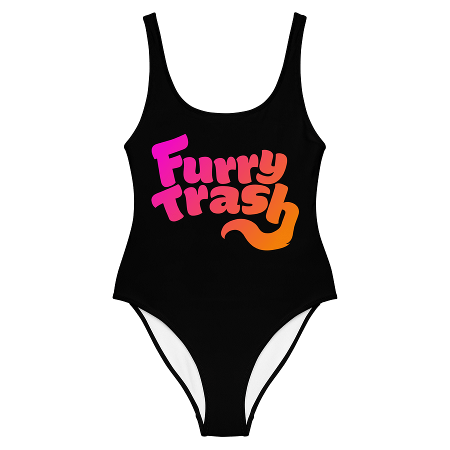 Furry Trash Swimsuit – Bubble Logo (Sunrise on Black) product image (2)