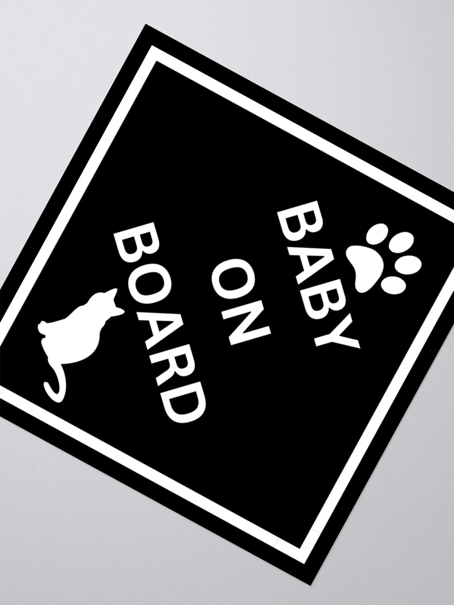 Cat Baby on Board Sticker - White on Black product image (2)
