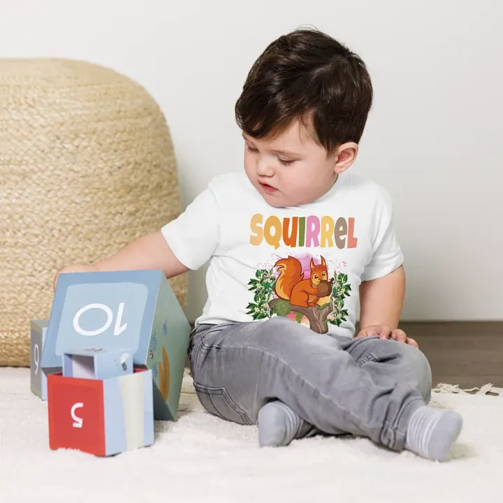 Squirrel Colorful Funny Cute Bella +Canvas Toddler T-Shirt – Funny Shirt, Best Gift for Kids product image (1)