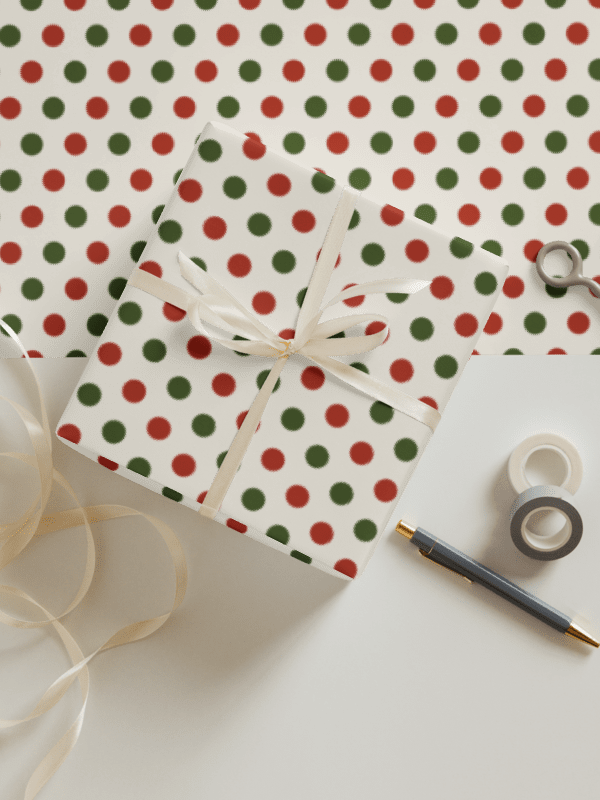 Christmas Cheer Wrapping Paper Set (3 Sheets) - Holiday Icons, Snowmen & Penguins, Festive Dots product image (6)