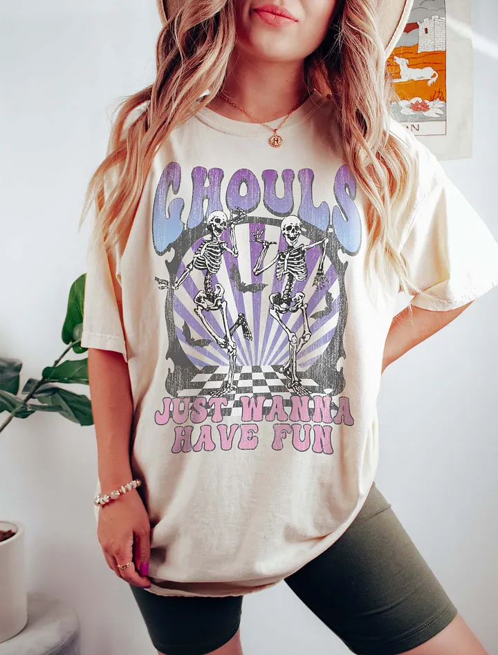 Ghouls Just Wanna Have Fun T-Shirt | Funny Dancing Skeletons for Fall and Halloween product image (10)