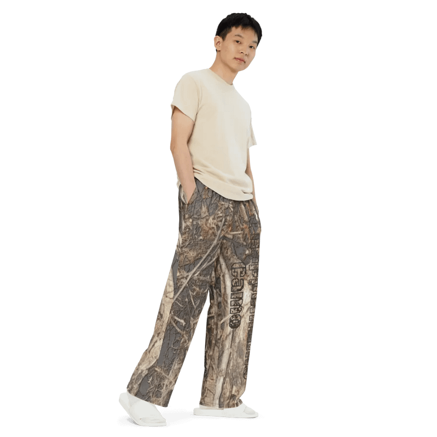 Unisex Wide-Leg Pants - Dead Split - It Happennnns Camo product image (7)