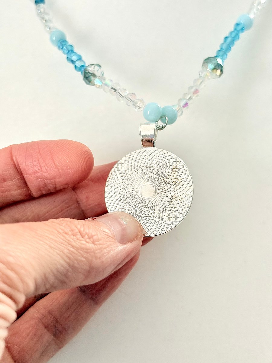 Hydrangea Print Pendant | Handmade & Fully Beaded Necklace | by Monique Faella Designs™ | MFD-00041 product image (6)