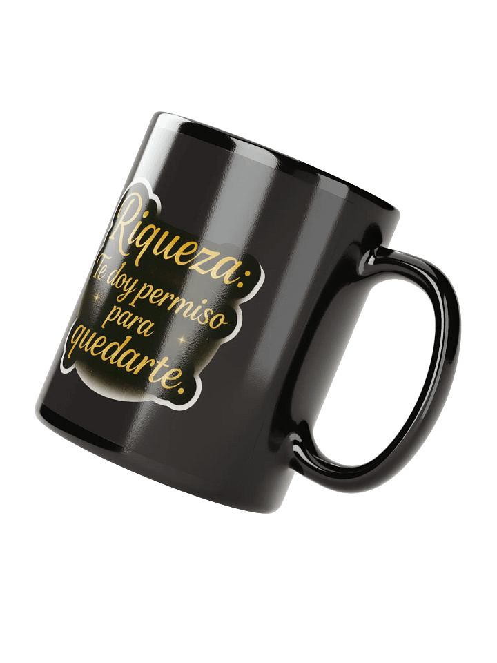 Taza Negra Brillante con Afirmación de Riqueza product image (4)