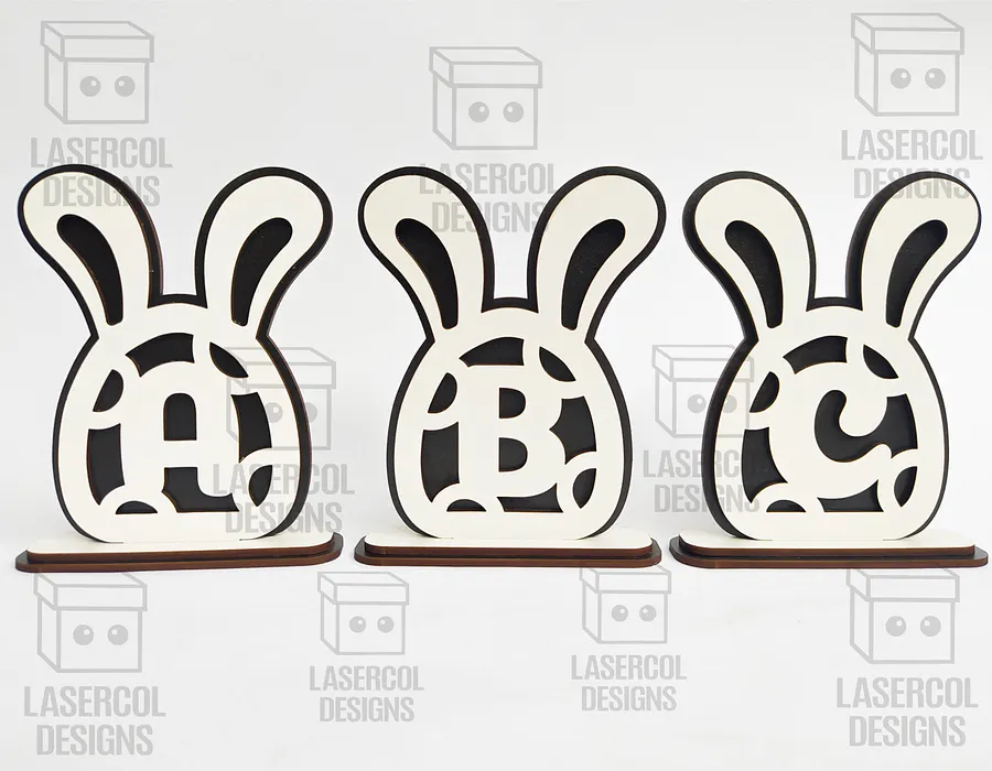 Easter Bunny Monogram Set 4 (3 Sizes) - Laser Cut Files product image (9)