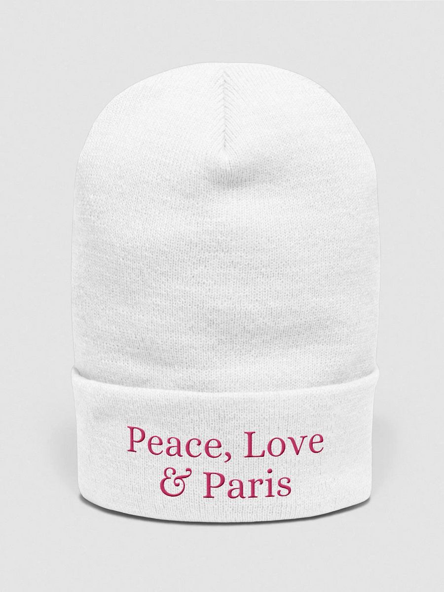 Peace, Love & Paris Cozy Comfort Beanie - Pink Embroidery product image (12)