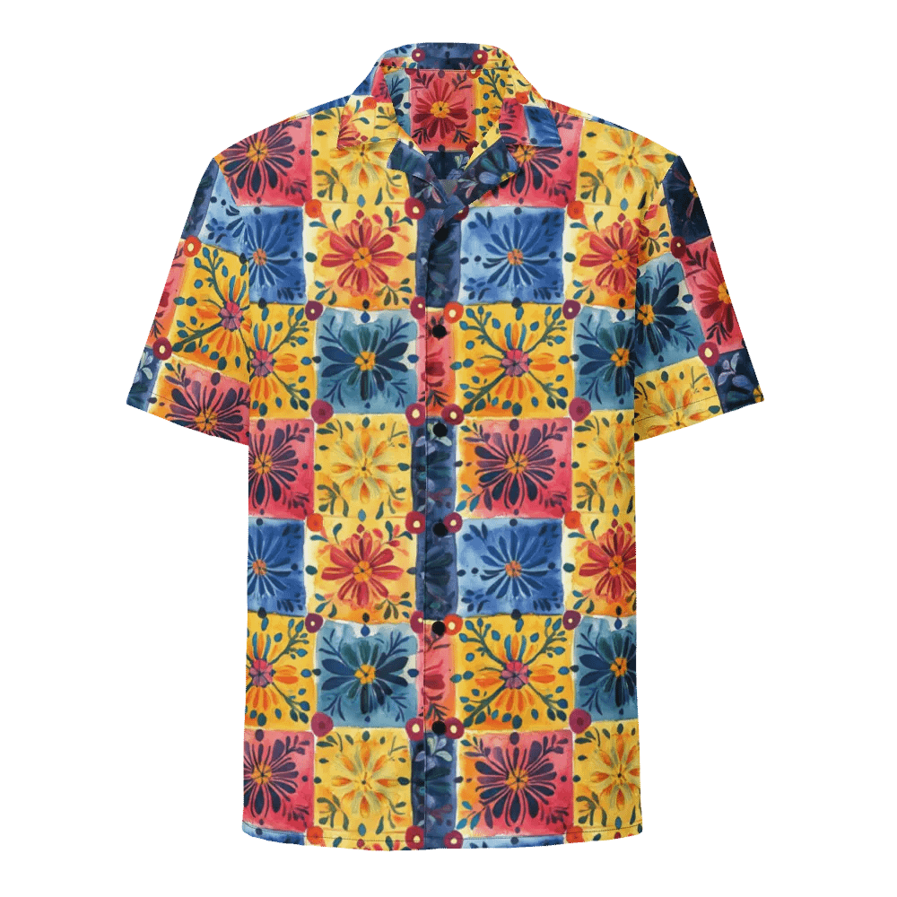 Papel Picado Floral Pattern-Seamless Patchwork Hawaiian Shirt product image (1)