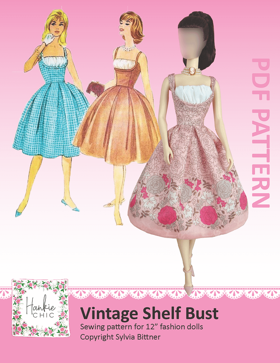 Vintage Shelf Bust sewing pattern for 12" fashion dolls product image (1)