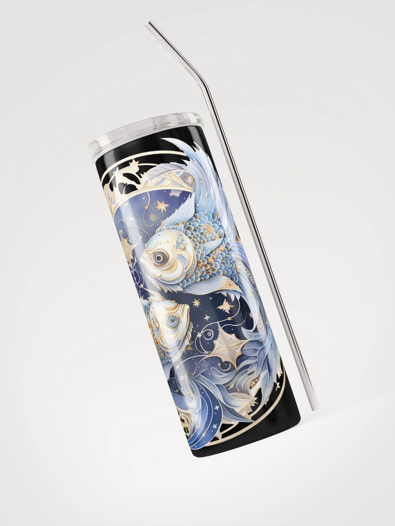 Pisces Zodiac Stainless Steel Tumbler: Dive into Dual Pisces Illustration Magic! ♓✨ product image (3)
