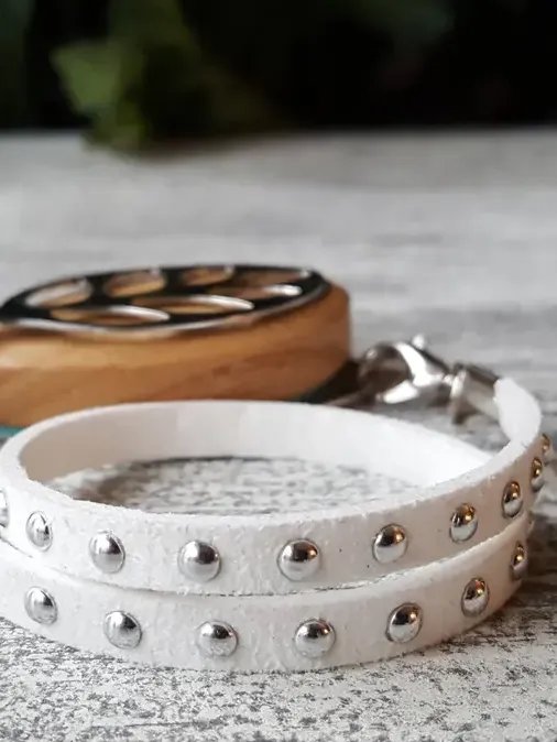 Vanilla Faux Suede Stud Wrap Bracelet | Handmade Accessory for Bellabeat Leaf Urban & Ivy product image (1)