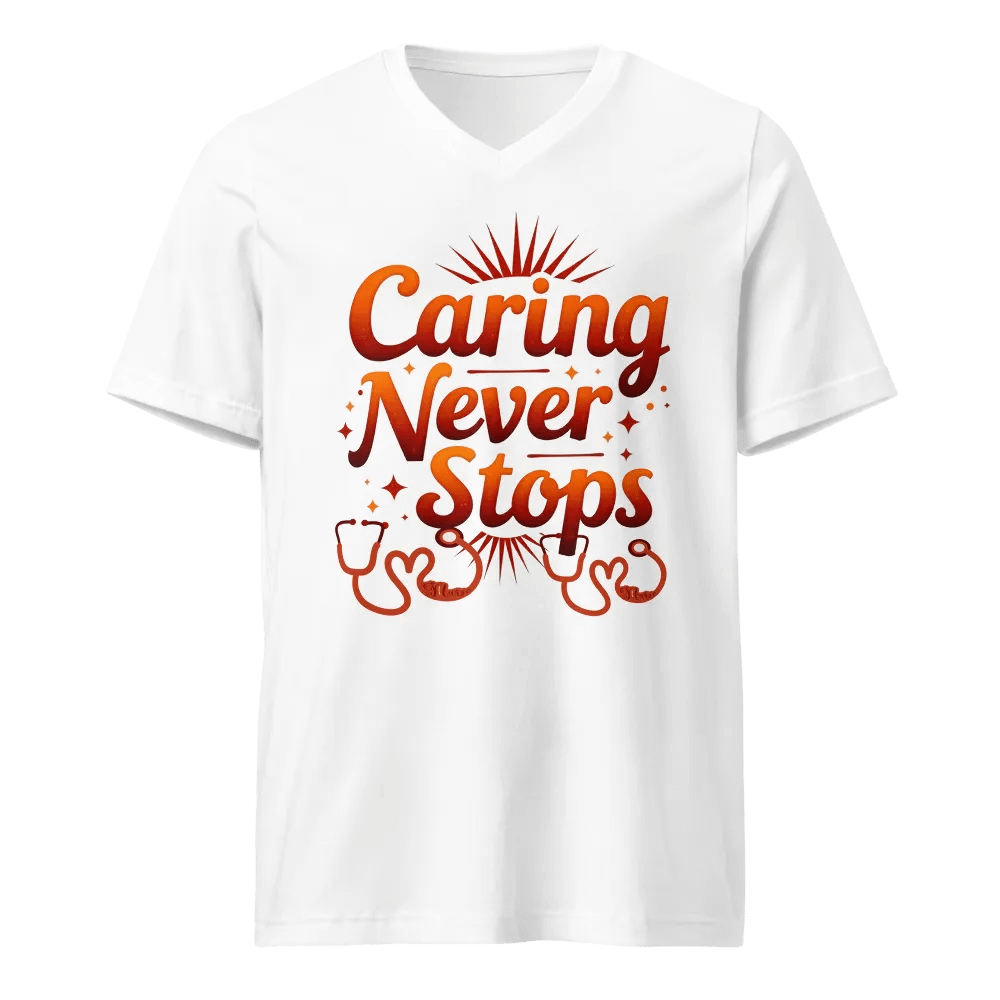 Caring Never Stops Nurse V-Neck Tee product image (5)