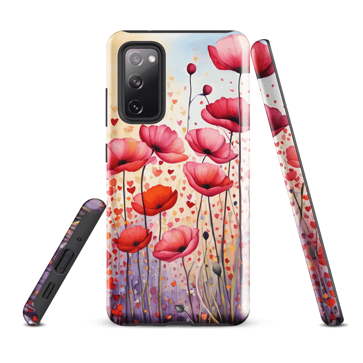 Tough Phone Case for Samsung® - Watercolor Pink Poppies Floral Design product image (1)
